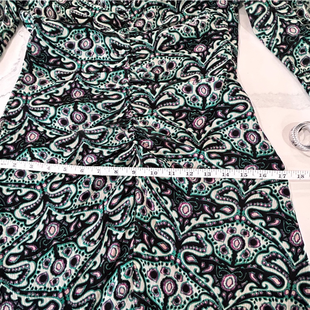 ba&sh Robe Fanny Ruched Front V Neck Viscose Mini Dress - Picture 15 of 16